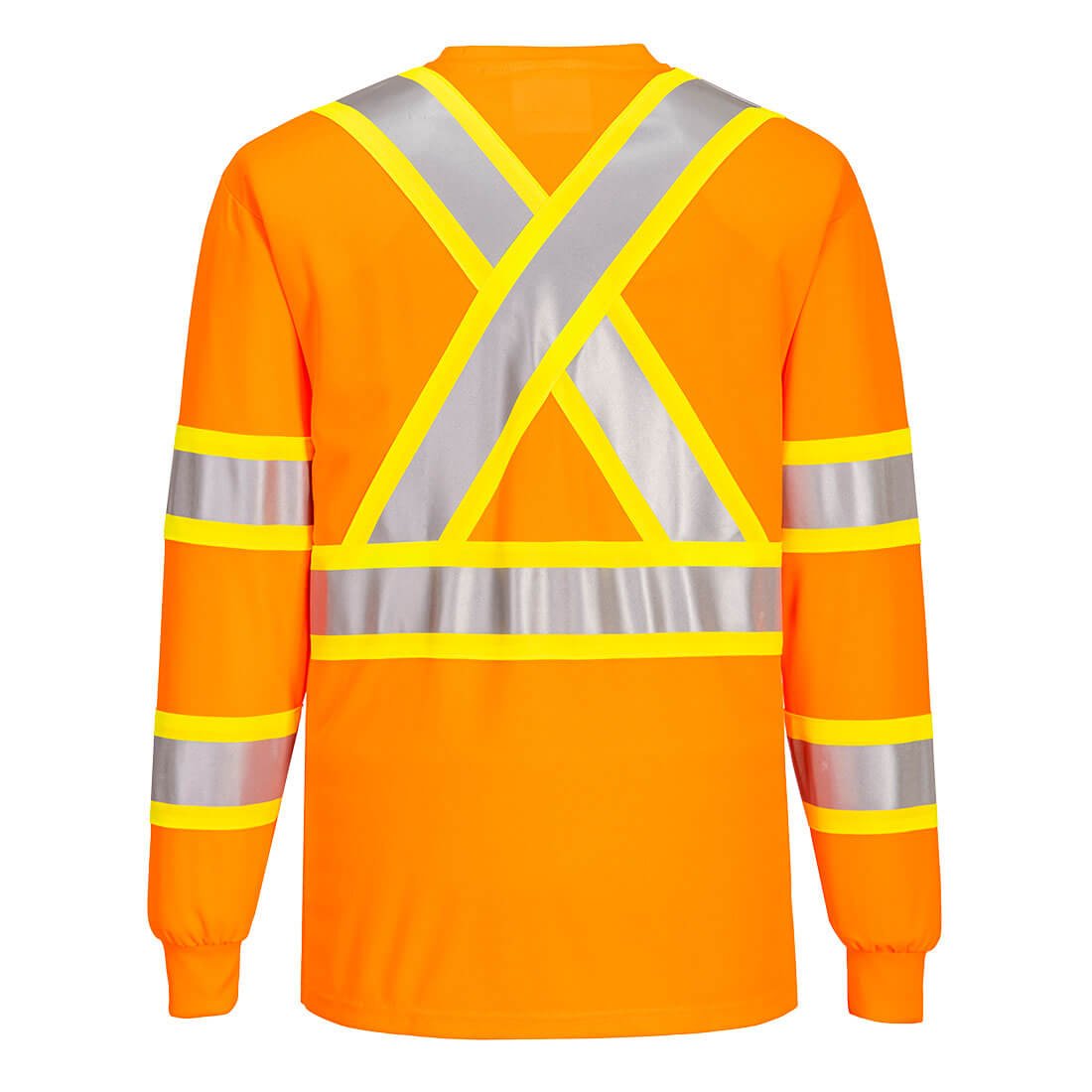 Portwest CA111 - Hi-Vis X Back Contrast Tape T-Shirt L/S Orange - Image 3