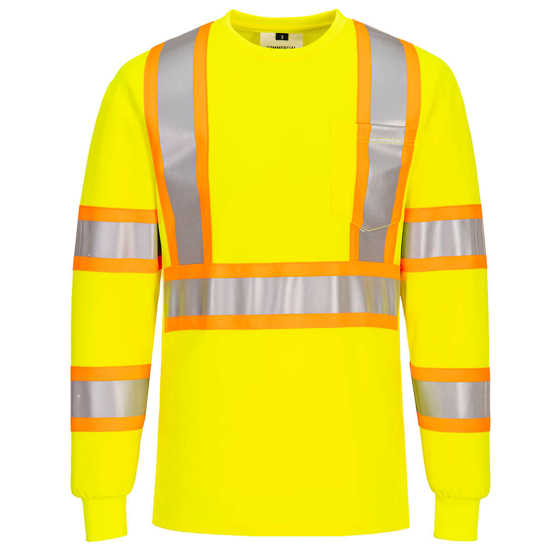 Portwest CA111 - Hi-Vis X Back Contrast Tape T-Shirt L/S Yellow