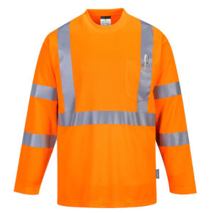 Portwest S191 - Hi-Vis Pocket T-Shirt L/S Orange