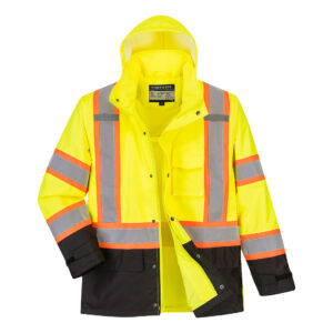 Portwest US361 - Hi-Vis Contrast Rain Traffic Jacket Yellow/Black