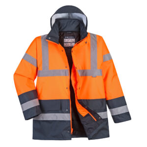 Portwest US467 - Hi-Vis Contrast Winter Traffic Jacket Orange/Navy