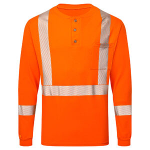 Portwest IFS662 - Frontline 6.9oz Henley Long Sleeve Segmented T-Shirt Orange