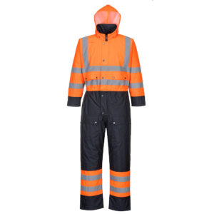 S485 - Hi-Vis Contrast Winter Coverall Orange/Navy