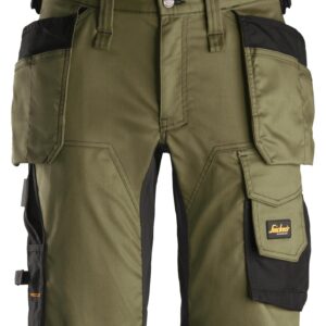 Snickers® 6141-3104 Stretch Shorts Holster Pockets – Khaki green/Black