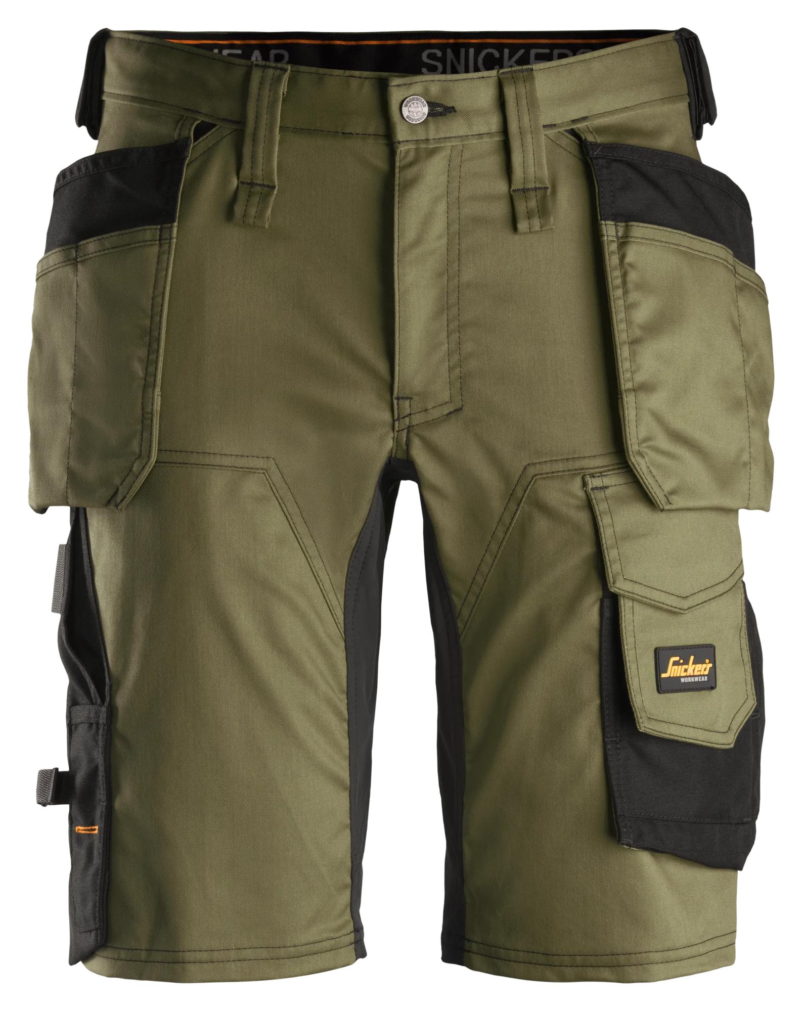 Snickers® 6141-3104 Stretch Shorts Holster Pockets – Khaki green/Black